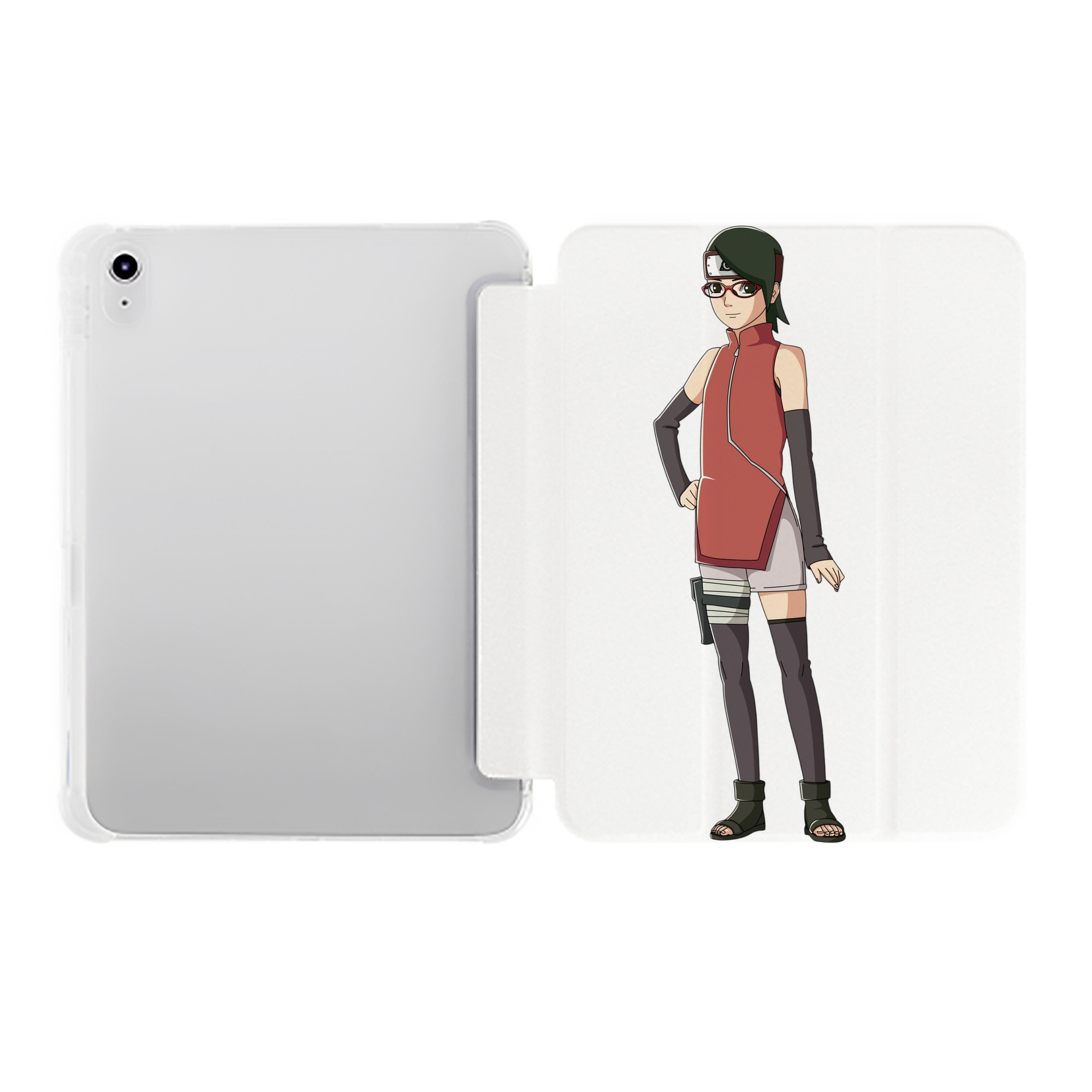 （画像用） NARUTO -ナルト- うちは サラダ Uchiha Sarada IPad ケース ペン収納付き 三つ折りスタンド PUレザー×シリコン 対応機種9.5/10.5/10.9インチ
